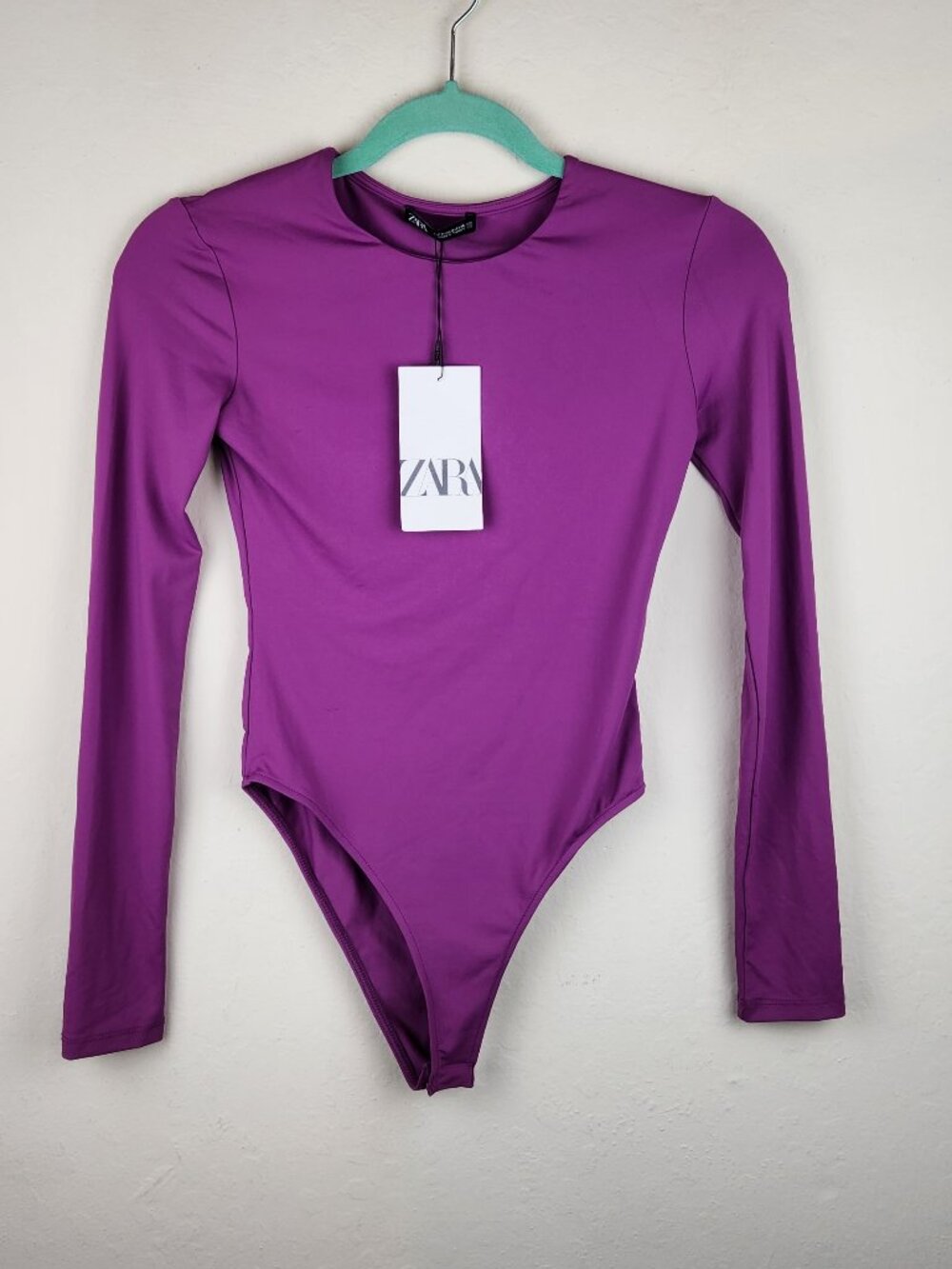 NWT Zara Purple Stretchy Long Sleeve Bodysuit sz S *read*